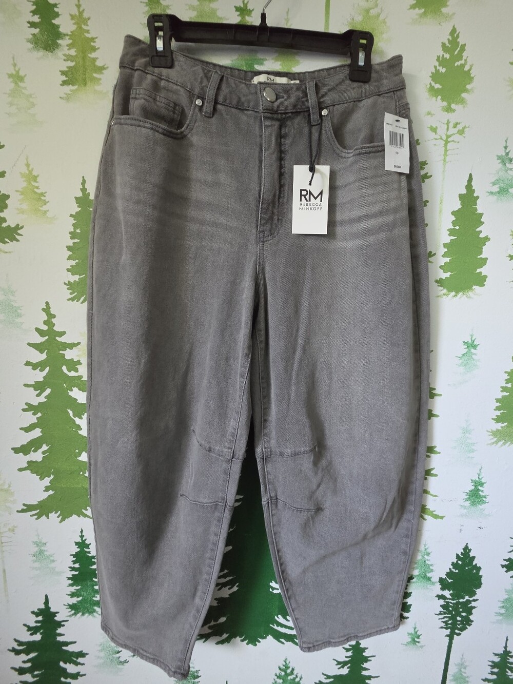 Rebecca Minkoff high-rise barrel jean.